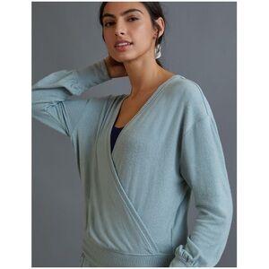 Anthropologie Rocio Surplice Top Sweatshirt Sweater Size Xs Blue Euc Anthro